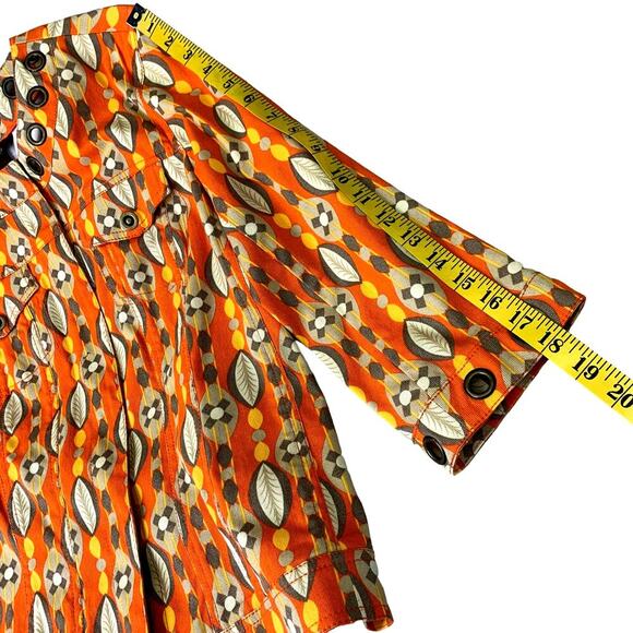 Multiples 3/4 Sleeve Blazer Denim Jean Jacket Snap Buttons Size S Orange Autumn - Picture 13 of 16